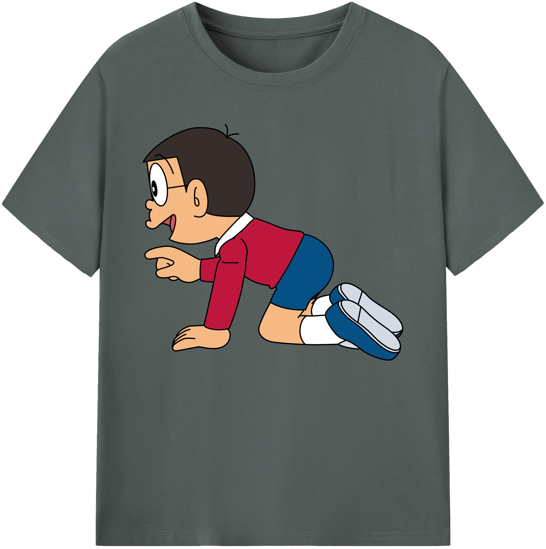 （画像用） ドラえもん 野比 のび太 Doraemon Nobita Nobi 綿100％ メンズ半袖Tシャツ｜肌触りやわらか＆通気性